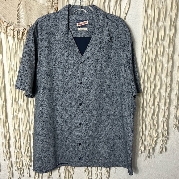 Johnnie-O Navy Print Short Sleeve Rowan Shirt Size Large - Picture 1 of 8